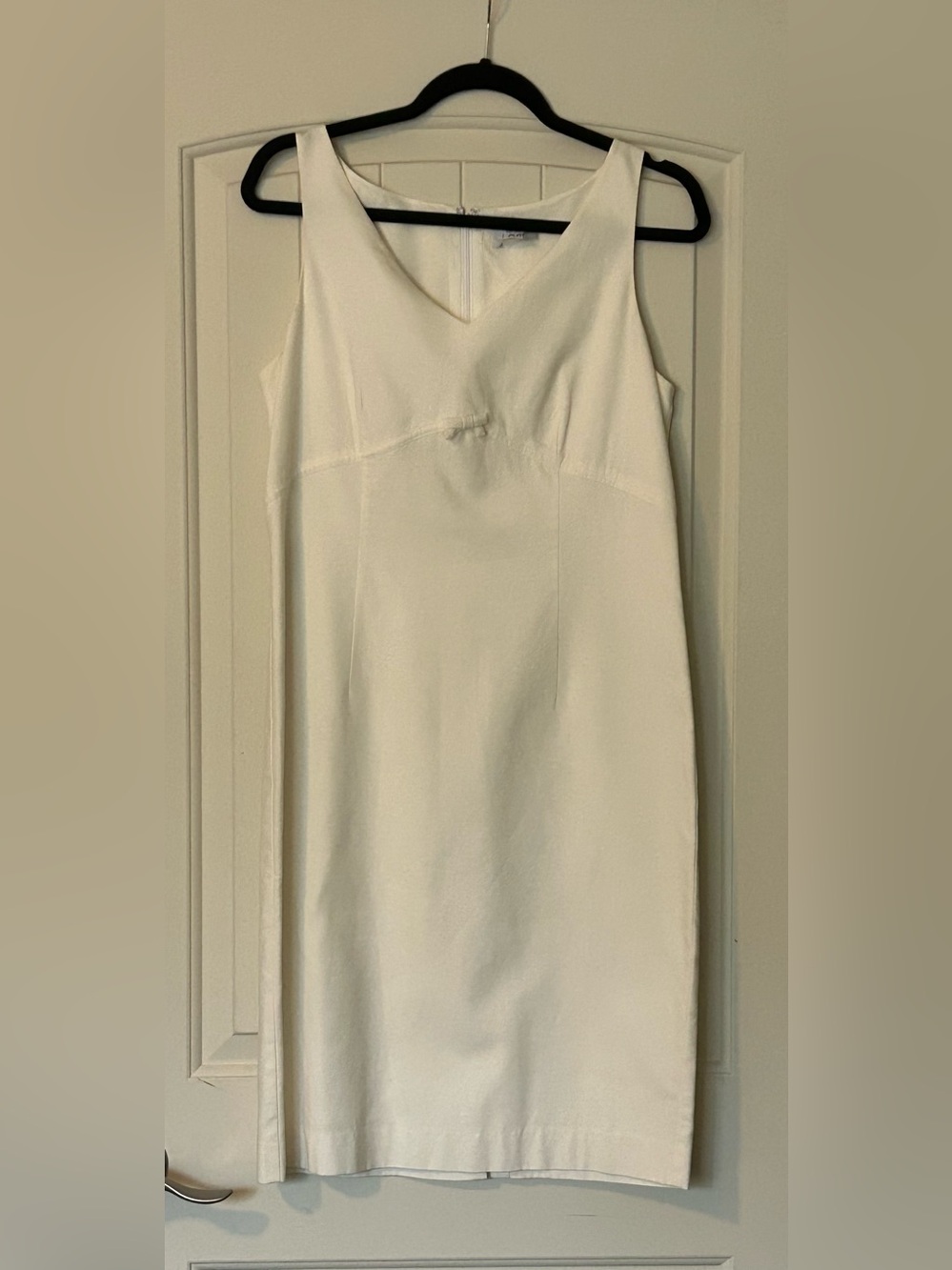 LOFT Cream V-Neck Midi Sheath Dress